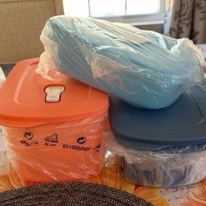 Set of Orange and Blue Tupperware